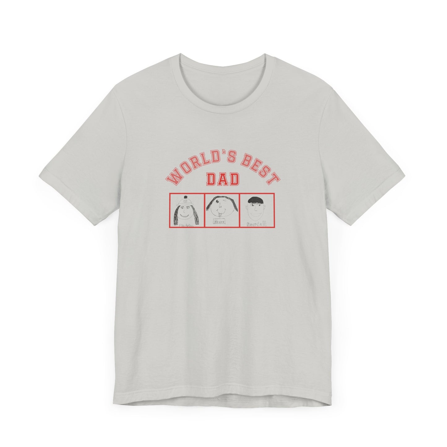 Personalized World's Best Dad T-Shirt with Kids Self-Portraits