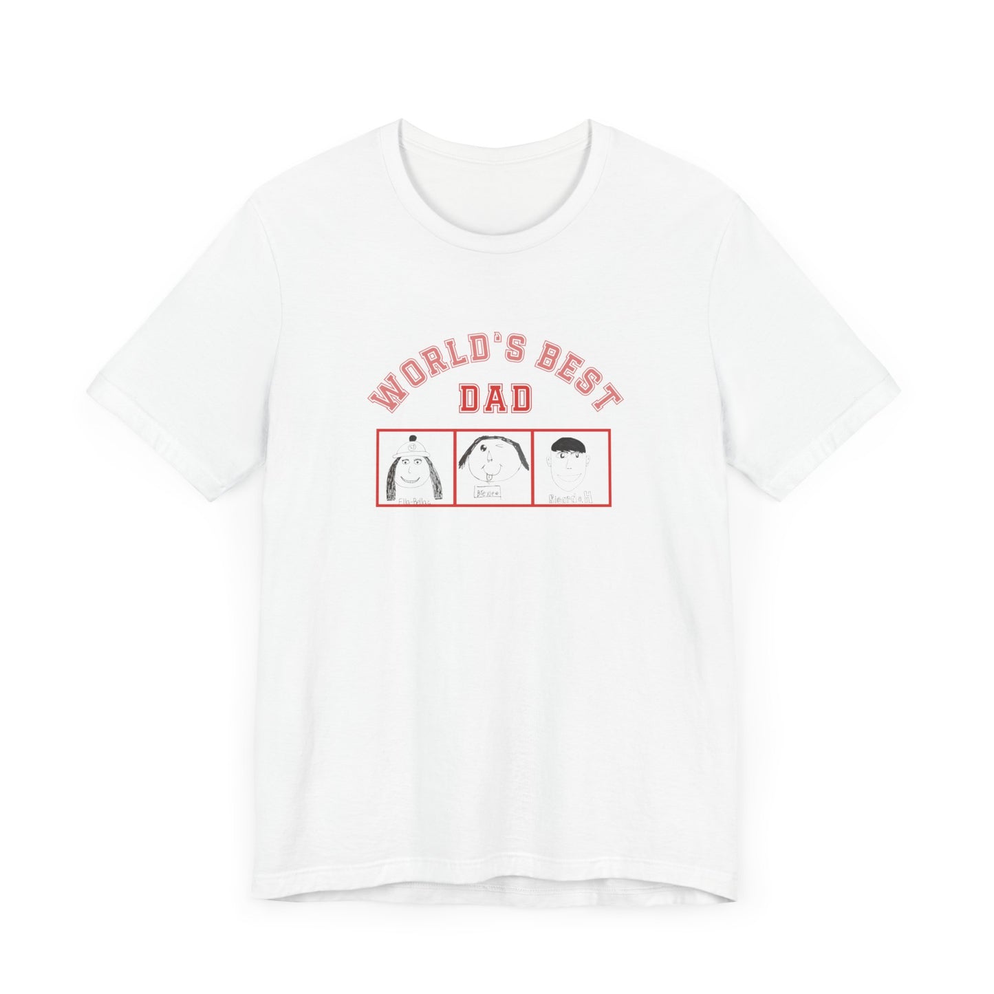 Personalized World's Best Dad T-Shirt with Kids Self-Portraits