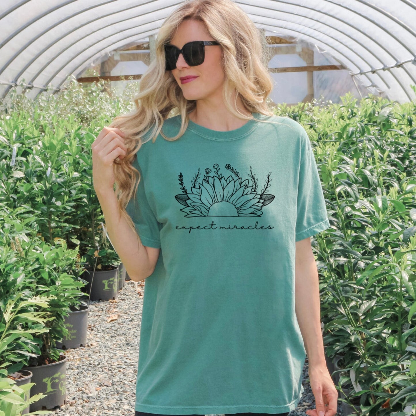 Expect Miracles with Sunflower Short Sleeve T-Shirt