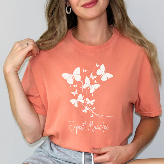 Expect Miracles with Butterflies Short Sleeve T-Shirt